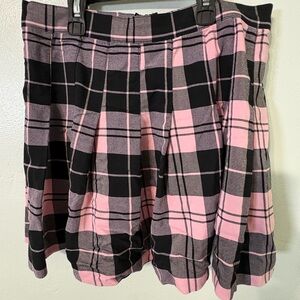 Love Tree Pink and Black Checkered Skirt
